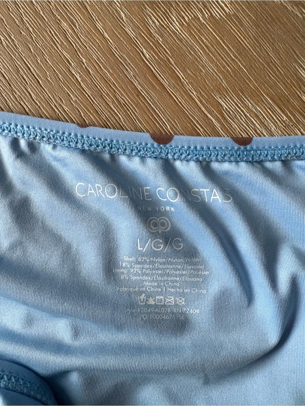 Caroline Constas Light Blue Bikini Set with Brown Polka Dots